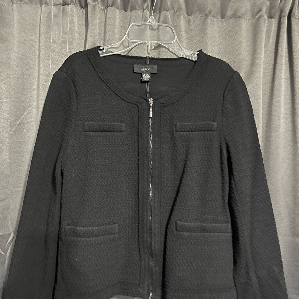 Alfani Black Textured Jacket with Zipper